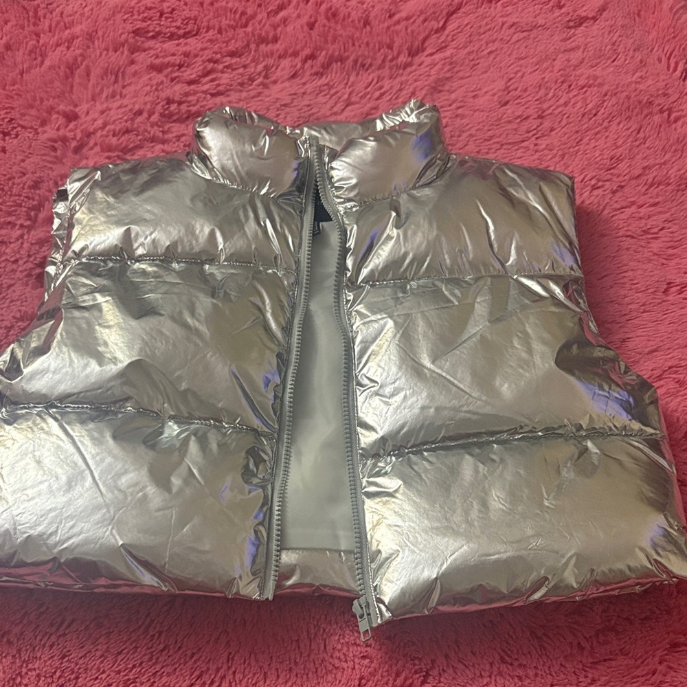 Forever 21 Silver Puffer Vest